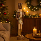 Statuetta soldato schiaccianoci con trombetta in resina h 52 cm