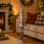 Statuetta soldato schiaccianoci con corona in resina 38 cm