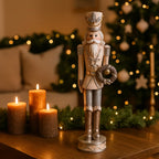 Statuetta soldato schiaccianoci con corona in resina 38 cm