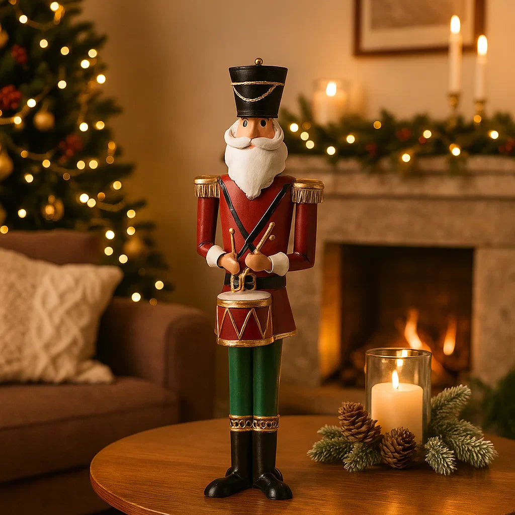 Soldatino schiaccianoci natalizio con tamburo h 35 cm