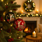 Set da 6 pezzi Palline per albero di Natale in vetro decorato verde e rosso da Ø 8 cm