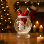 Sfera con Babbo Natale capovolto, led RGB cambiacolore