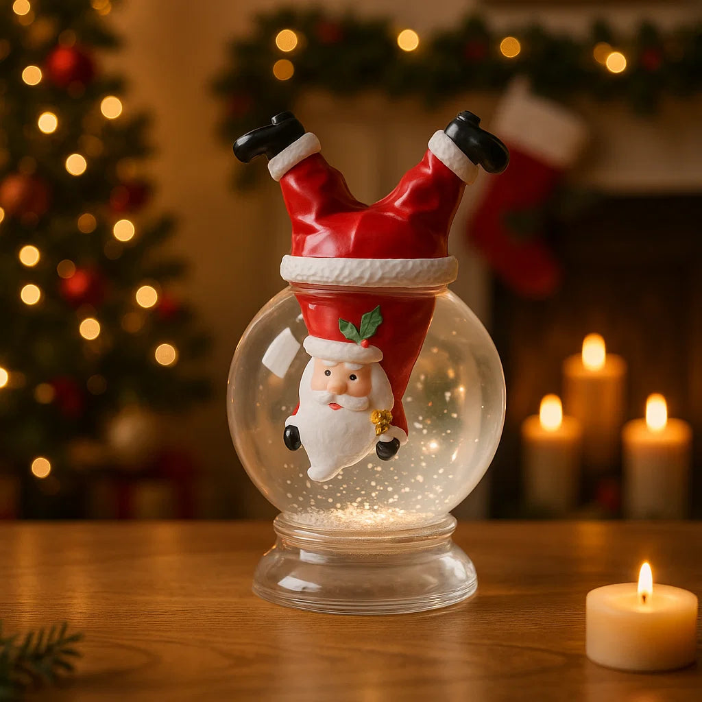 Sfera con Babbo Natale capovolto, led RGB cambiacolore