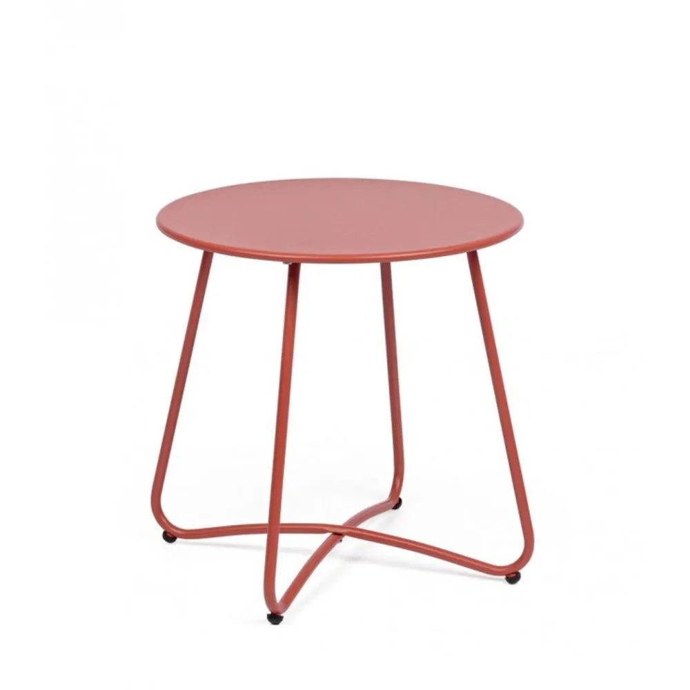 Tavolino rotondo AUSTIN in acciaio rosso