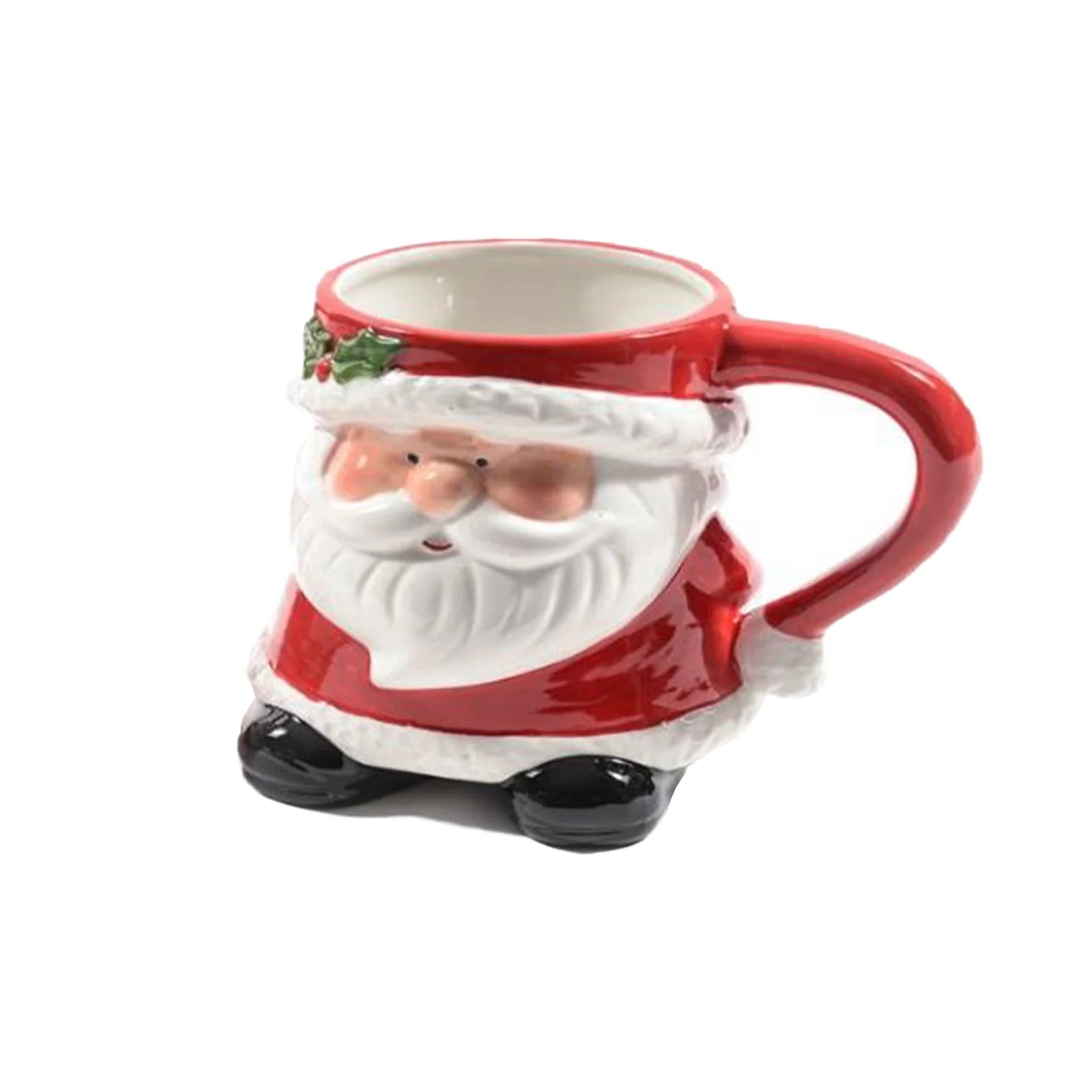 Tazza  in ceramica con manico e decorazione natalizia