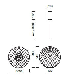 Lampada a sospensione BEAM STICK NUANCE BALLOTON Ø350 Art.2626