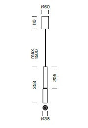 Lampada a sospensione BEAM STICK GLASS H200 Art.4615