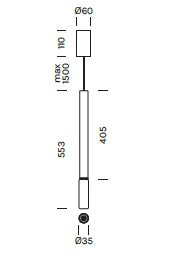 Lampada a sospensione BEAM STICK GLASS H400 Art. 4618