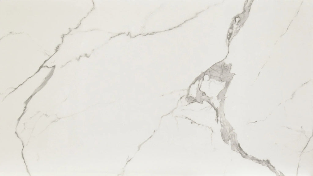 Tavolo BEVERLY HILLS in vetroceramica effetto marmo statuario e metallo antracite, allungabile