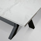 Tavolo BEVERLY HILLS in vetroceramica effetto marmo statuario e metallo verniciato antracite