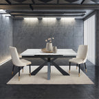 Tavolo BEVERLY HILLS in vetroceramica effetto marmo statuario e metallo verniciato antracite