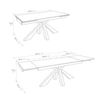 Tavolo BEVERLY HILLS in vetroceramica effetto marmo statuario e metallo verniciato antracite