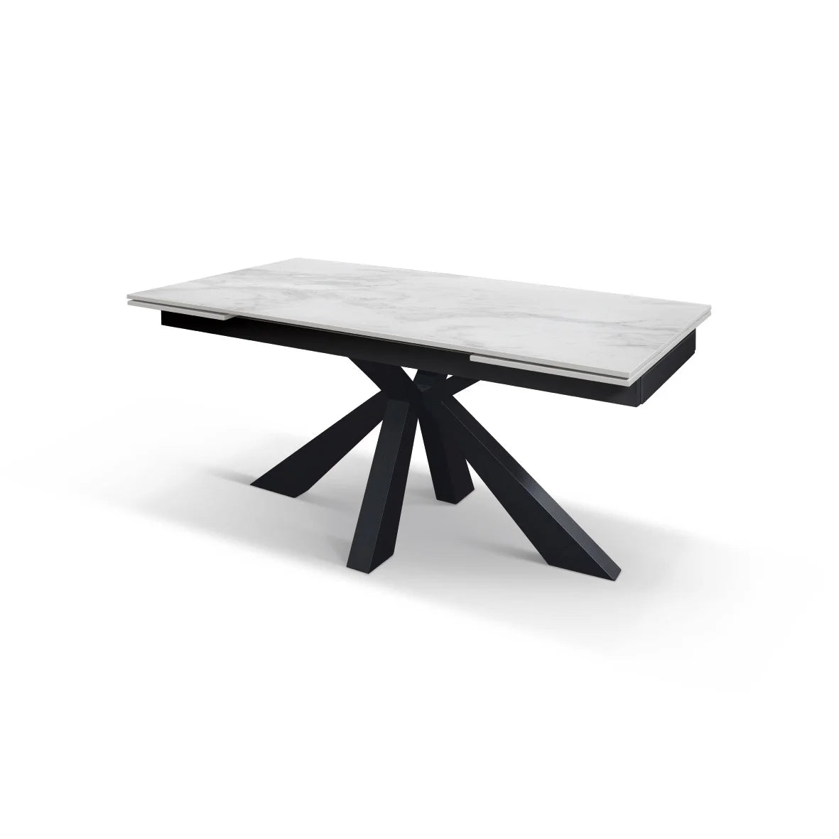 Tavolo BEVERLY HILLS in vetroceramica effetto marmo statuario e metallo verniciato antracite