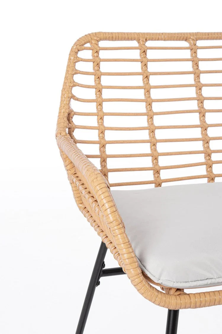 Set salotto BURREL  in acciaio nero e fibra naturale