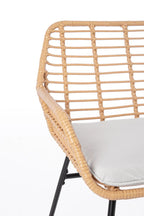 Set salotto BURREL  in acciaio nero e fibra naturale