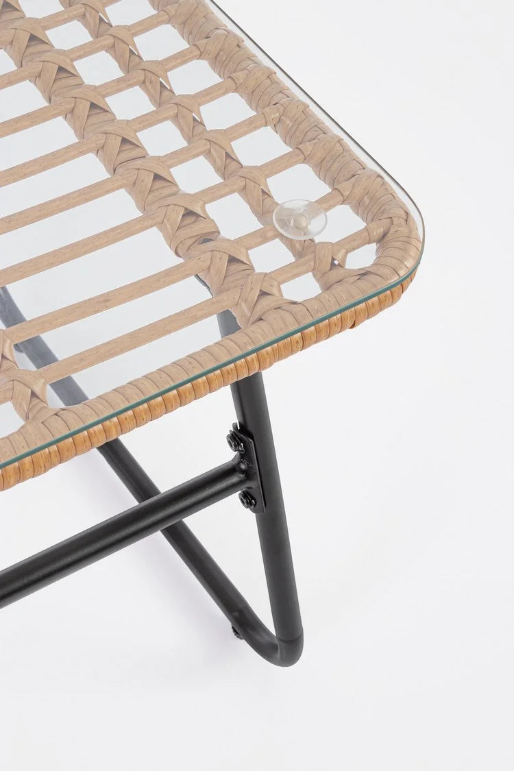 Set salotto BURREL  in acciaio nero e fibra naturale