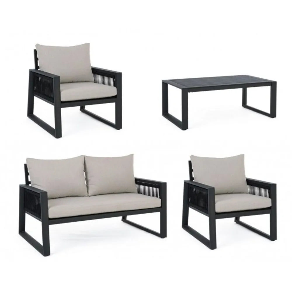 Set salotto CAPTIVA in alluminio antracite e textilene tortora