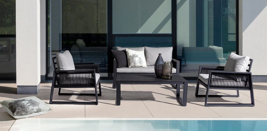 Set salotto CAPTIVA in alluminio antracite e textilene tortora