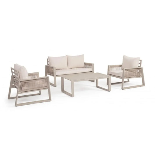 Set salotto CAPTIVA in alluminio Tortora e textilene tortora