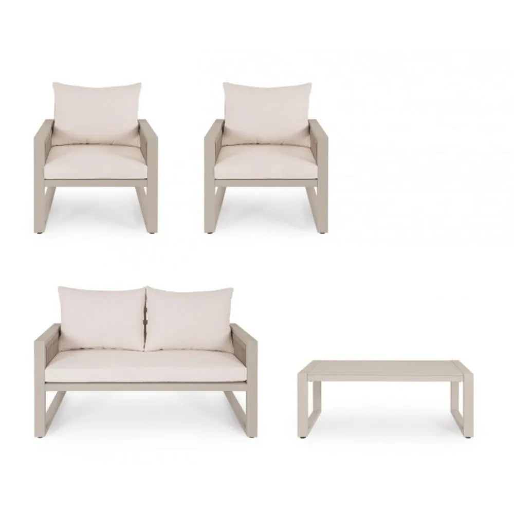 Set salotto CAPTIVA in alluminio Tortora e textilene tortora
