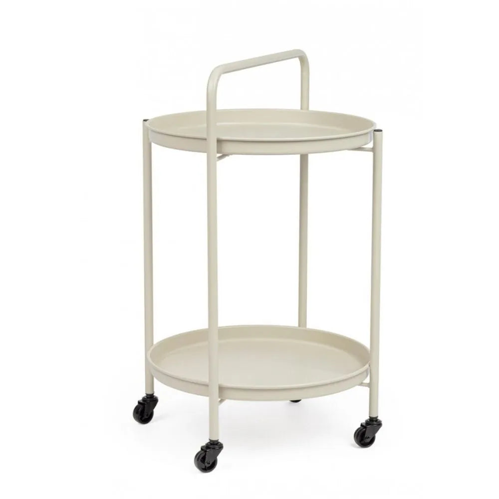 Carrello pieghevole AUSTIN in acciaio beige, con vassoio