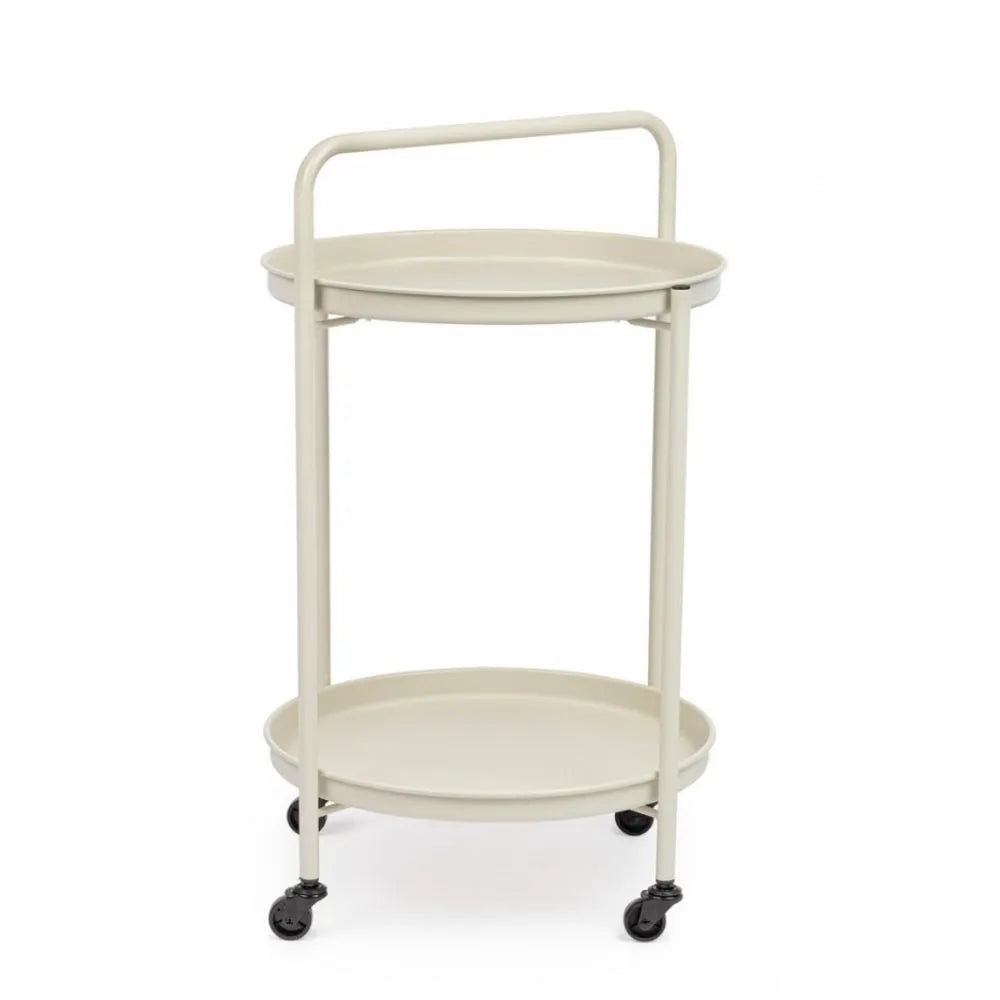 Carrello pieghevole AUSTIN in acciaio beige, con vassoio