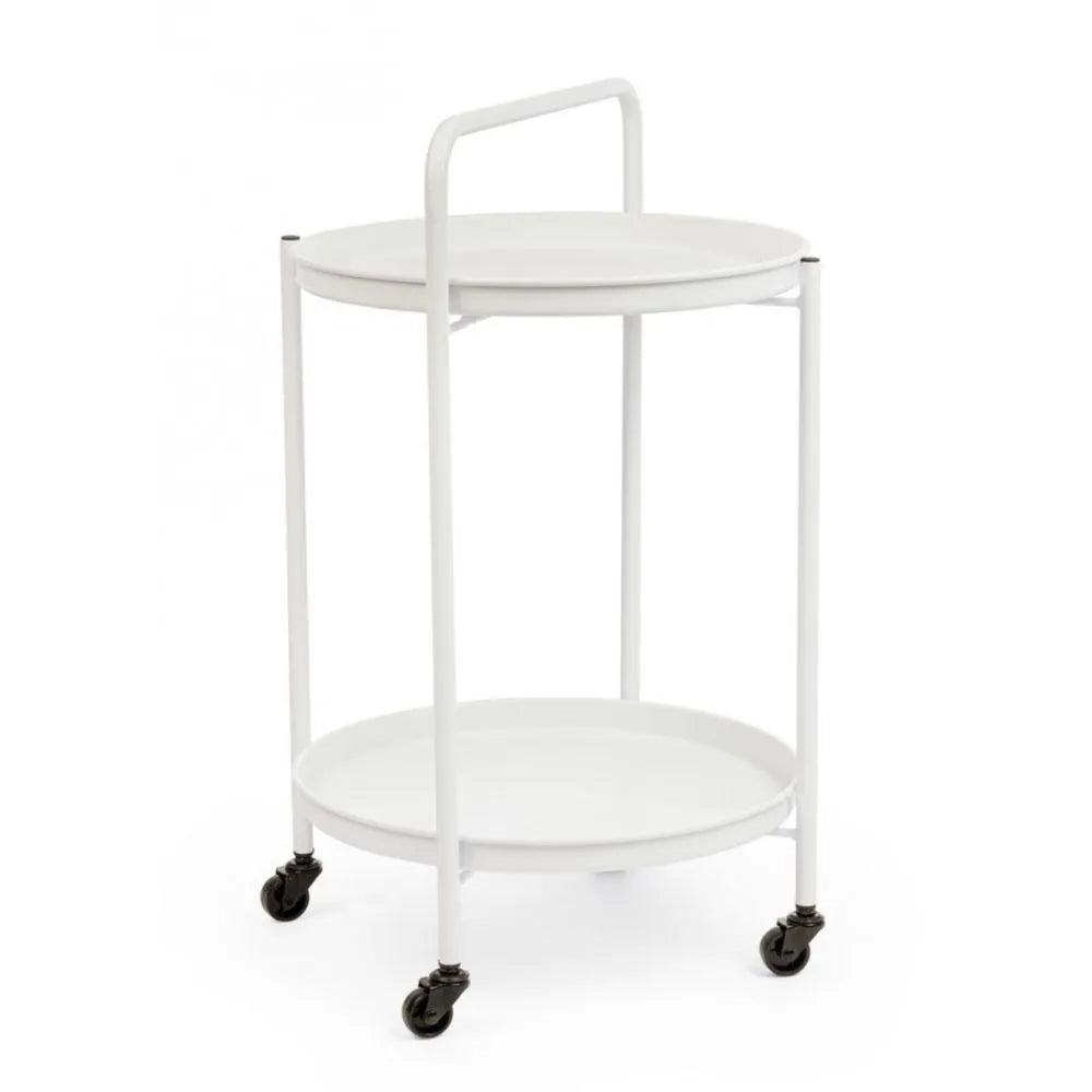 Carrello pieghevole AUSTIN in acciaio bianco, con vassoio