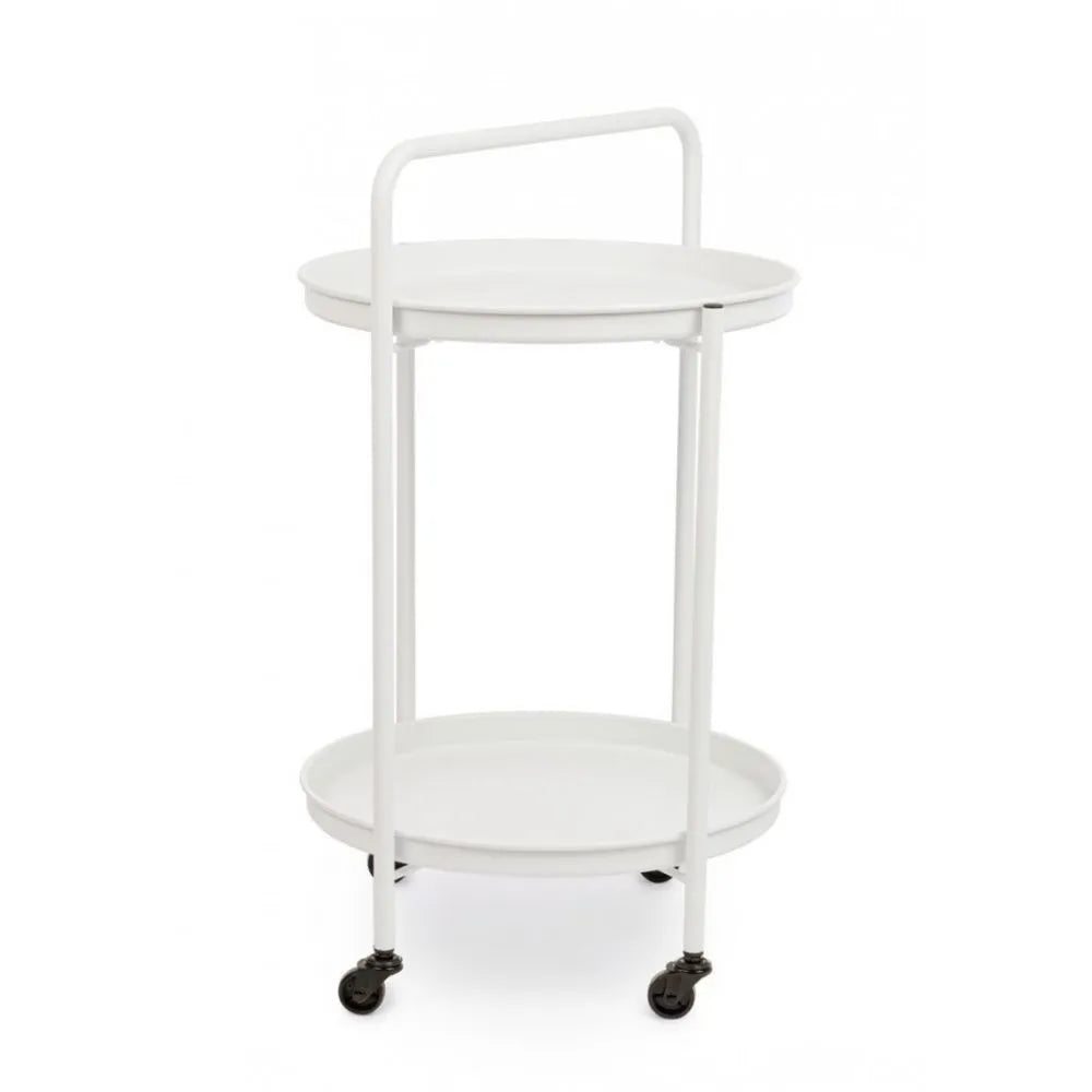 Carrello pieghevole AUSTIN in acciaio bianco, con vassoio