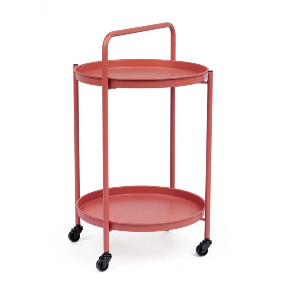 Carrello pieghevole AUSTIN in acciaio rosso, con vassoio