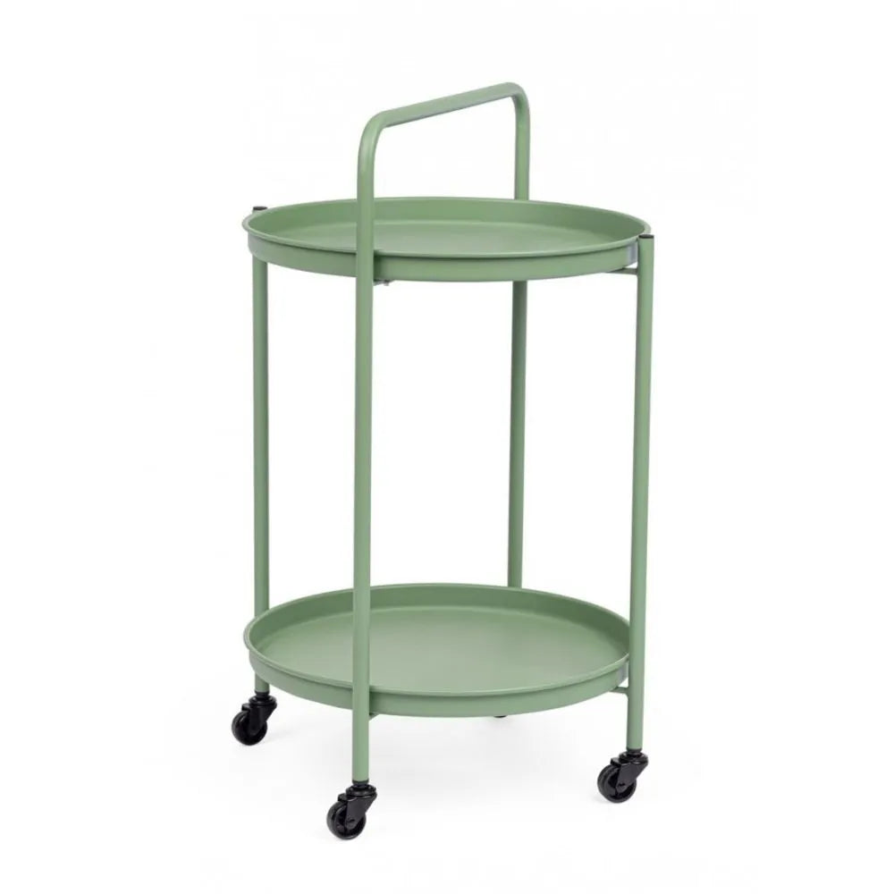 Carrello pieghevole AUSTIN in acciaio verde, con vassoio