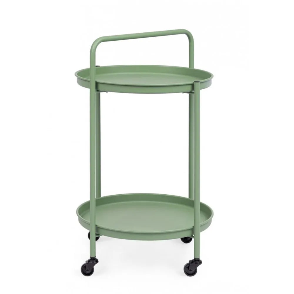 Carrello pieghevole AUSTIN in acciaio verde, con vassoio
