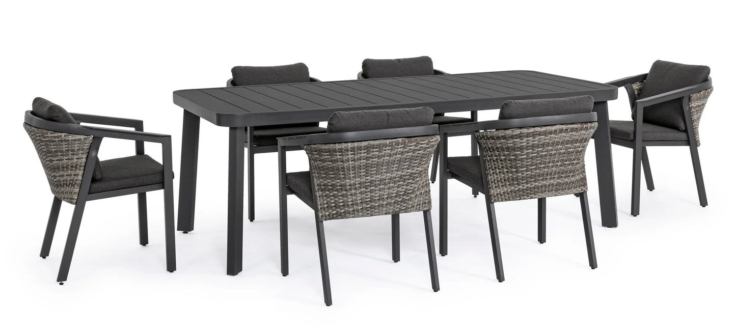 Set CORDOBA tavolo e 6 sedie colore antracite
