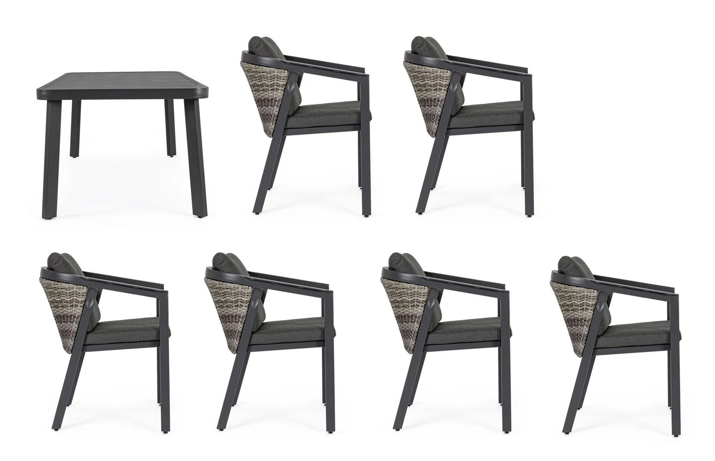 Set CORDOBA tavolo e 6 sedie colore antracite