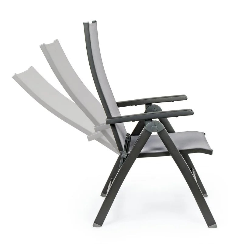 Poltrona reclinabile CRUISE in alluminio antracite, pieghevole