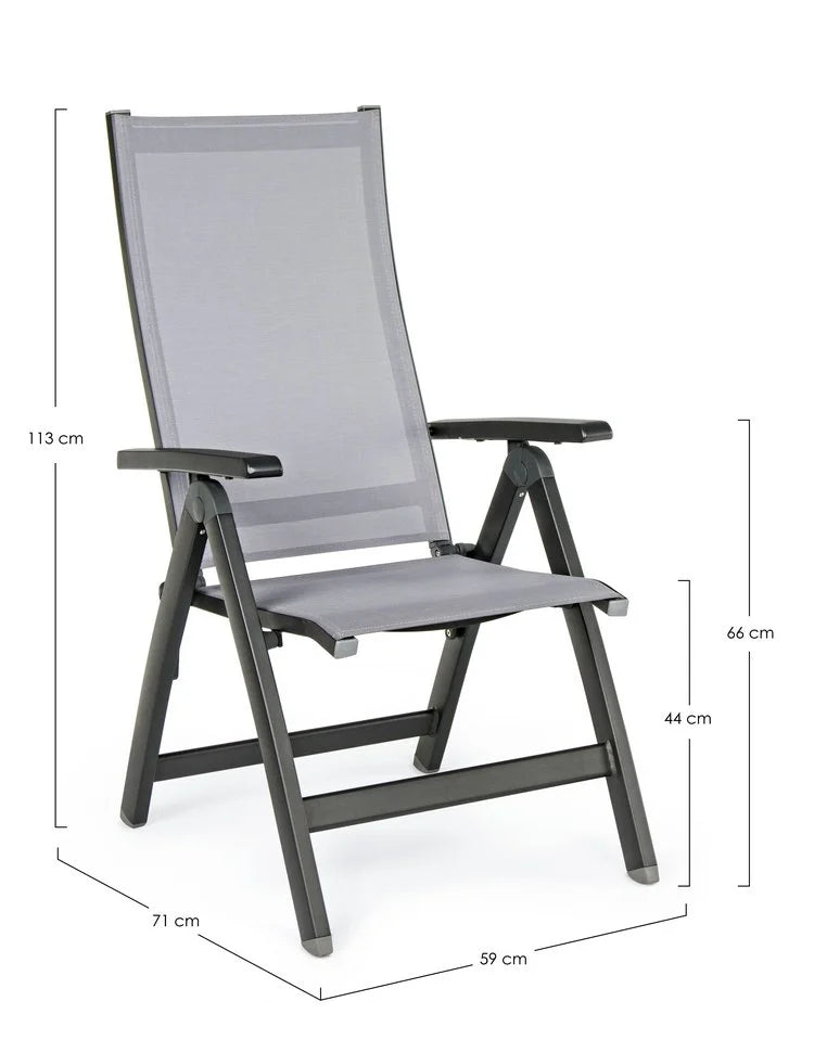 Poltrona reclinabile CRUISE in alluminio antracite, pieghevole