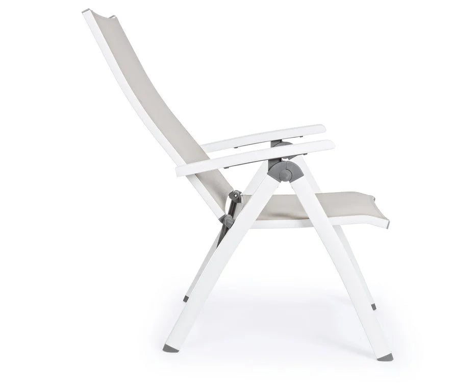 Poltrona reclinabile CRUISE in alluminio bianco, pieghevole