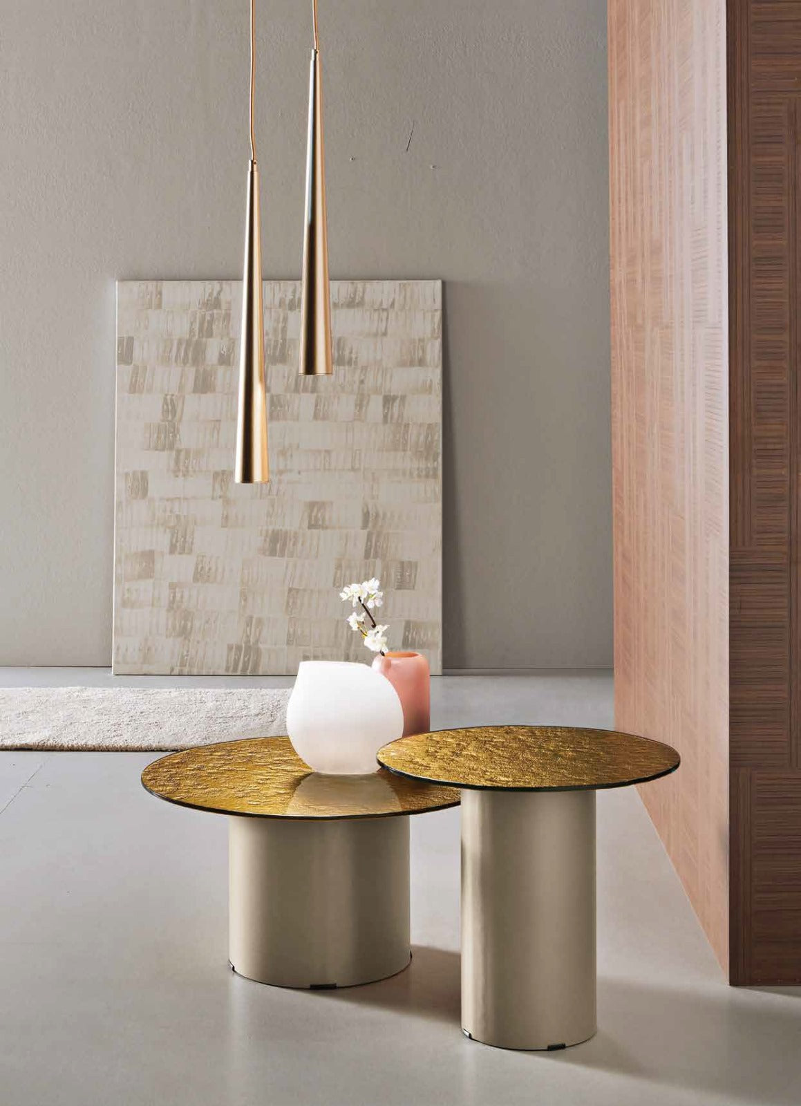 Tavolino DIXON - Top in vetro martellato