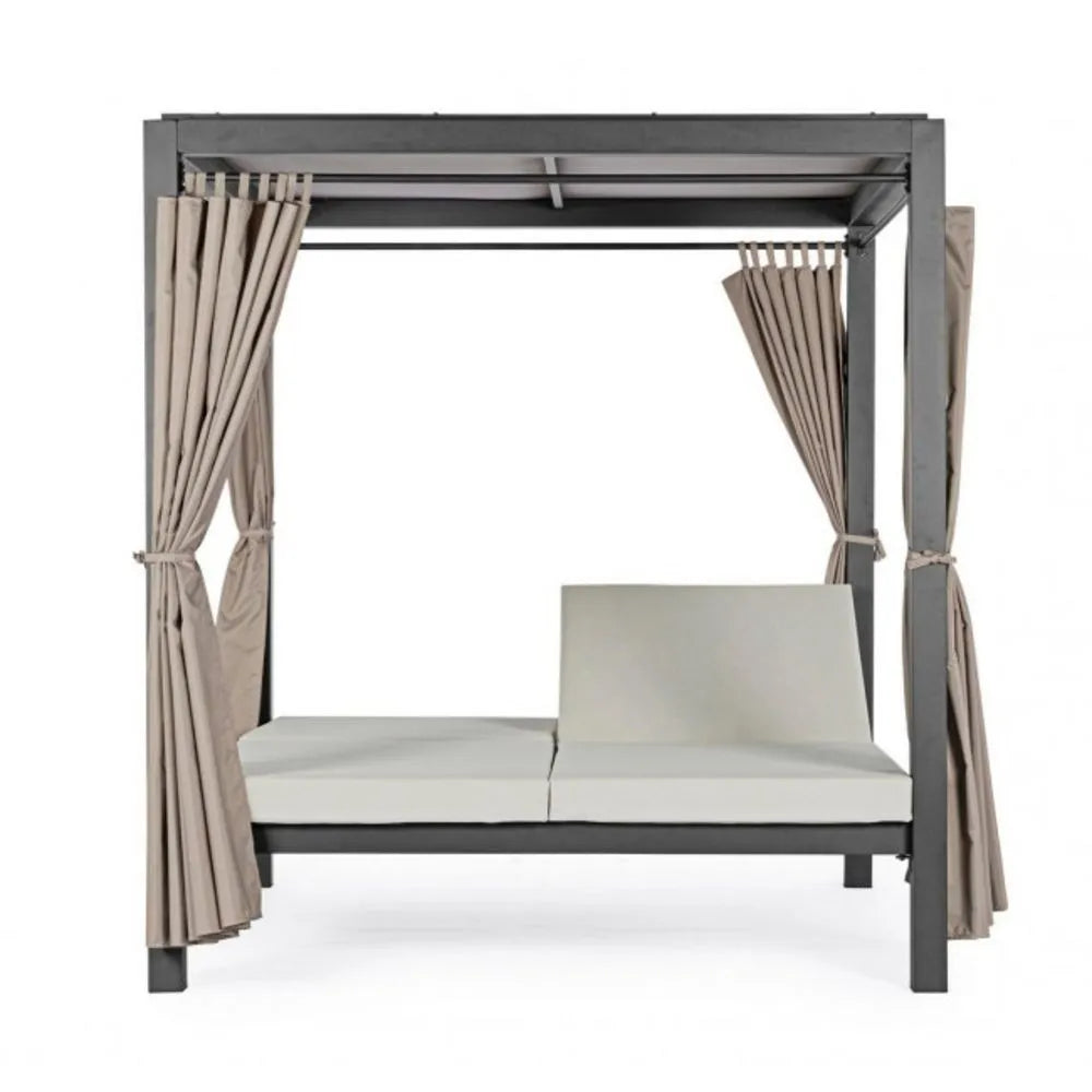 Daybed DREAM con struttura in alluminio antracite e lettini reclinabili beige