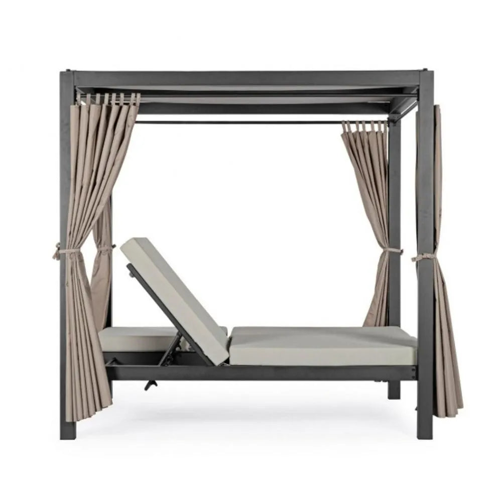 Daybed DREAM con struttura in alluminio antracite e lettini reclinabili beige