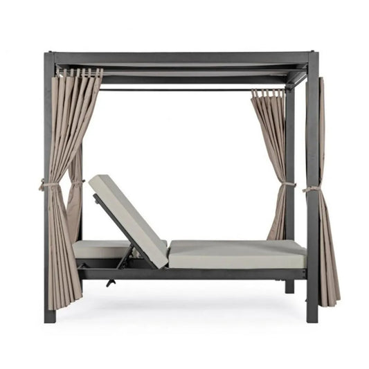 Daybed DREAM con struttura in alluminio antracite e lettini reclinabili beige