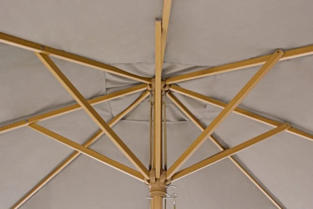 Ombrellone da giardino ECLIPSE in alluminio effetto legno, telo Tortora 3×3