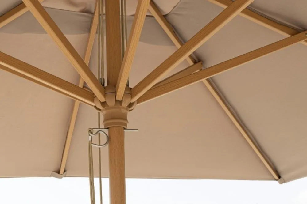 Ombrellone da giardino ECLIPSE in alluminio effetto legno, telo Tortora 3×4