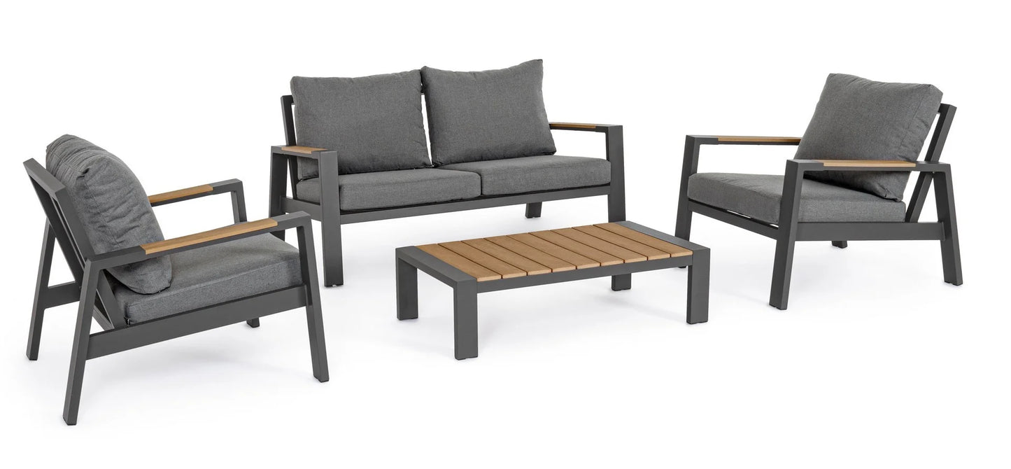 Set salotto EINAR antracite con cuscini grigi