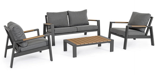 Set salotto EINAR antracite con cuscini grigi