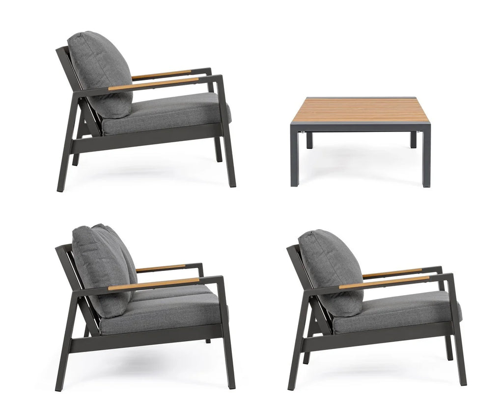 Set salotto EINAR antracite con cuscini grigi