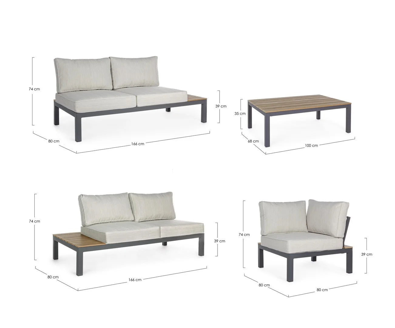 Set salotto ELIAS antracite componibile