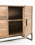 Credenza ELMER in legno di acacia e base acciaio antracite, 175x45x77 cm