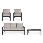 Set salotto ELNA  in alluminio Antracite con inserti in polywood