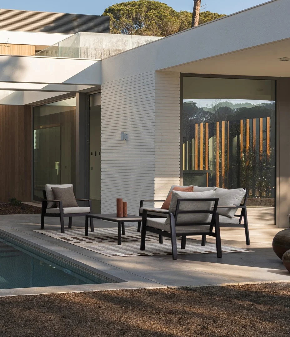 Set salotto ELNA  in alluminio Antracite con inserti in polywood