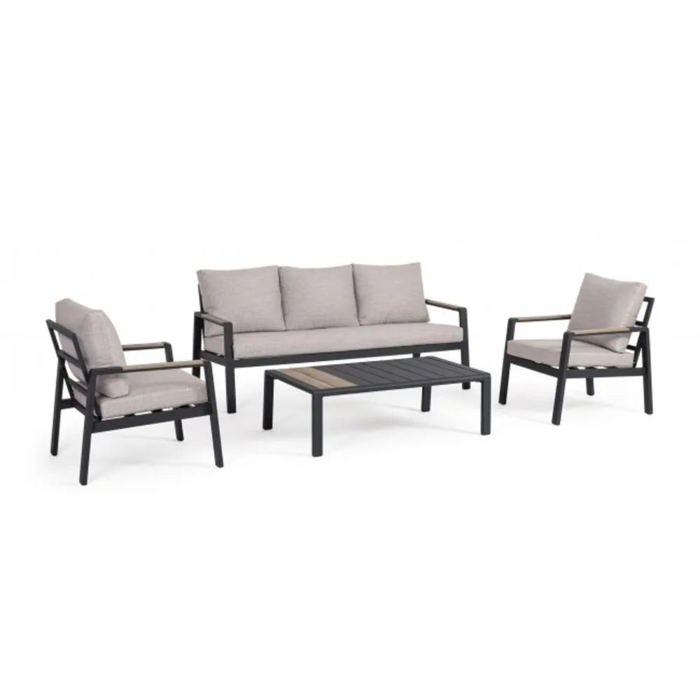Set salotto ELNA  in alluminio Antracite con inserti in polywood